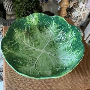 Primrose Vintage green Cabbage Leaf Melamine serving bowl Spring Easter decor